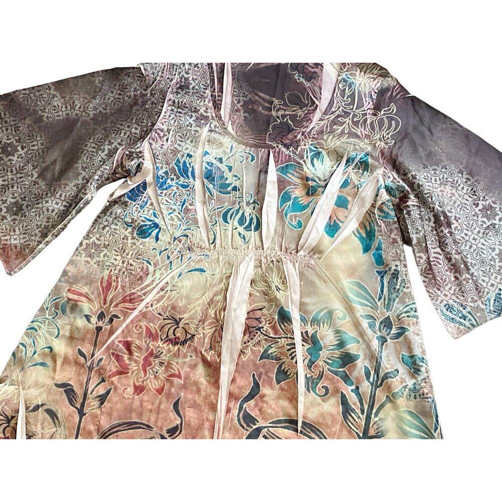 Simply Irresistible Womens Plus 2X Boho Floral Art Tunic Bell Sleeve Top - Picture 4 of 7